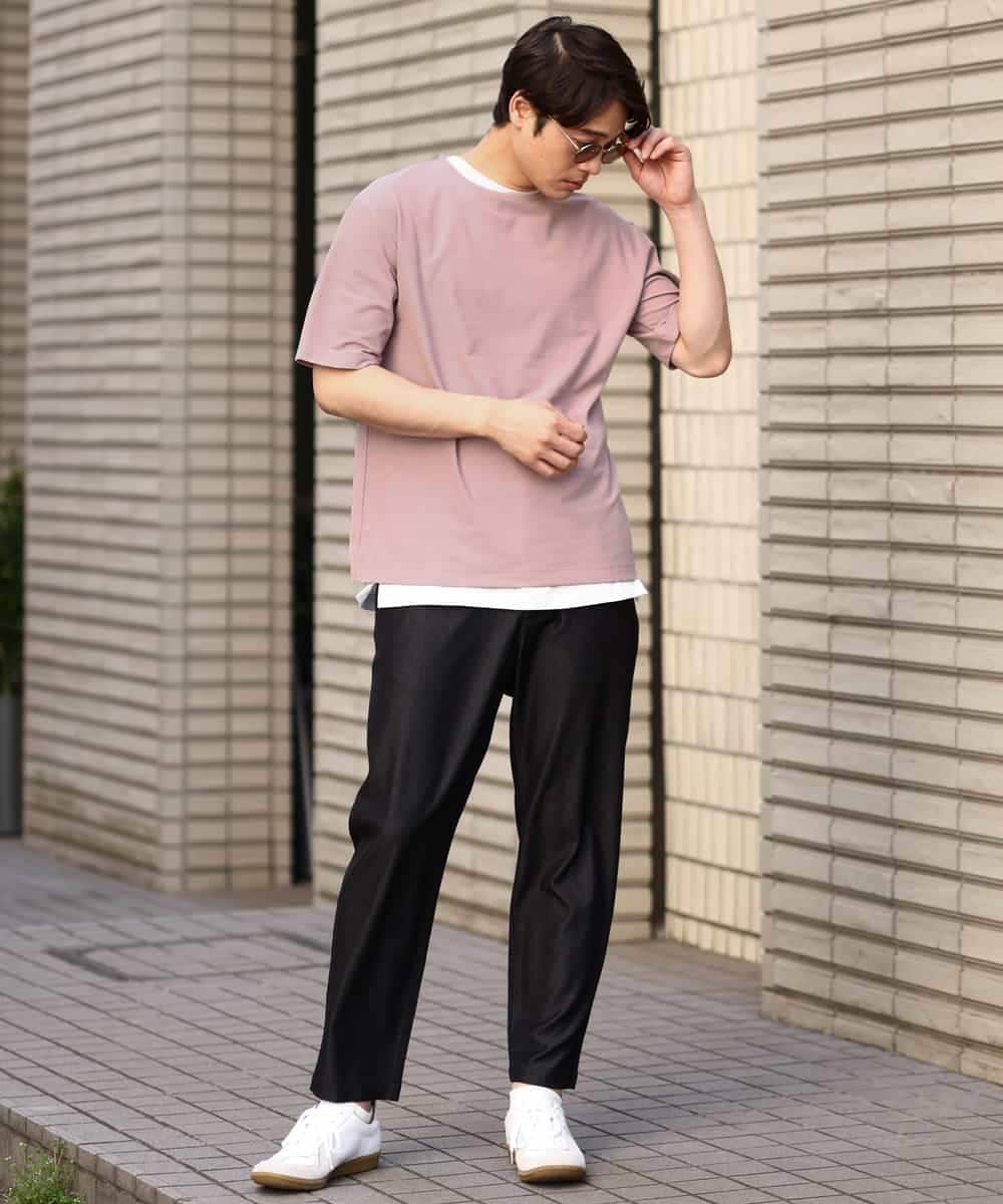 KHKGV35044 a.v.v MEN(アー・ヴェ・ヴェ) 【2点セット/接触冷感】ライトワッフルTシャツ ネイビー