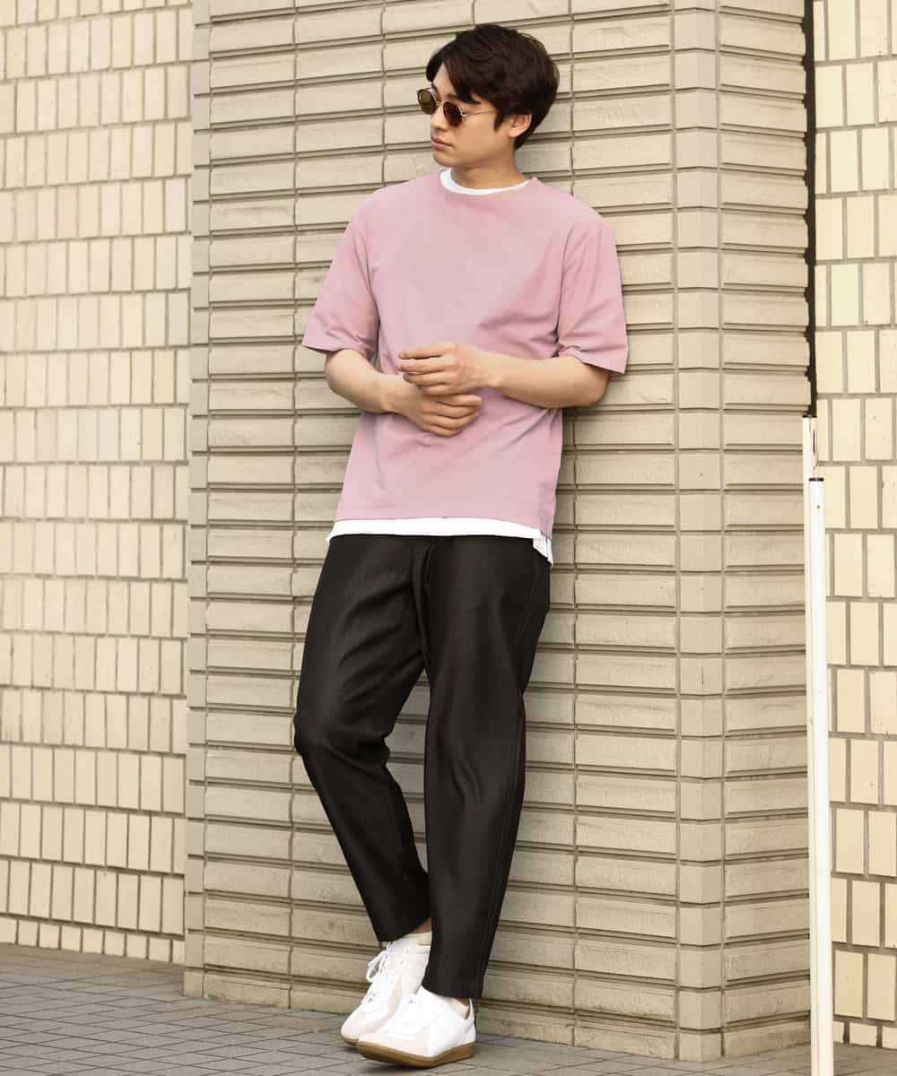 KHKGV35044 a.v.v MEN(アー・ヴェ・ヴェ) 【2点セット/接触冷感】ライトワッフルTシャツ ネイビー