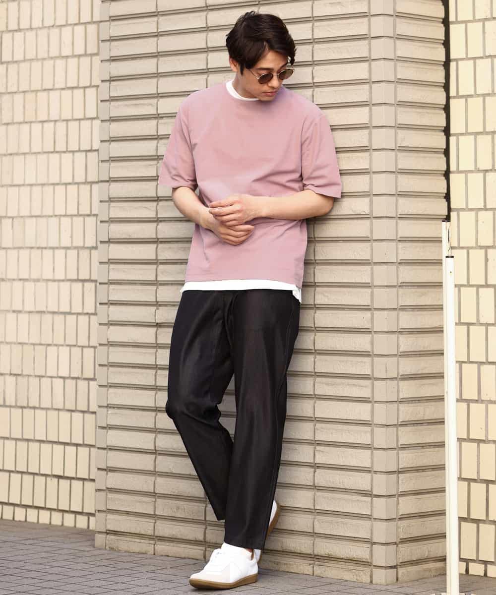 KHKGV35044 a.v.v MEN(アー・ヴェ・ヴェ) 【2点セット/接触冷感】ライトワッフルTシャツ ネイビー
