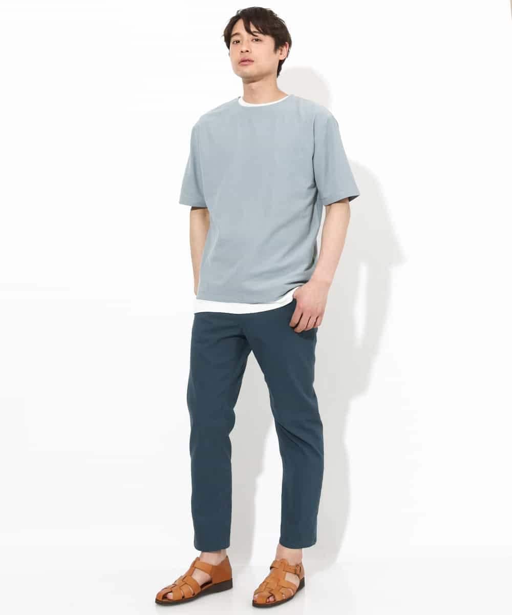 KHKGV35044 a.v.v MEN(アー・ヴェ・ヴェ) 【2点セット/接触冷感】ライトワッフルTシャツ ネイビー