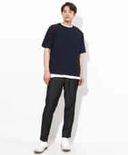 KHKGV35044 a.v.v MEN(アー・ヴェ・ヴェ) 【2点セット/接触冷感】ライトワッフルTシャツ ネイビー