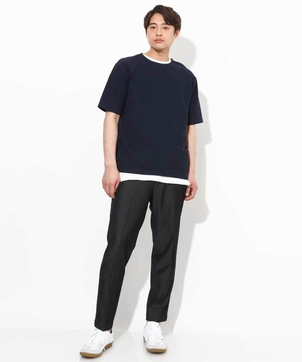 KHKGV35044 a.v.v MEN(アー・ヴェ・ヴェ) 【2点セット/接触冷感】ライトワッフルTシャツ ネイビー