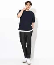 KHKGV35044 a.v.v MEN(アー・ヴェ・ヴェ) 【2点セット/接触冷感】ライトワッフルTシャツ ネイビー