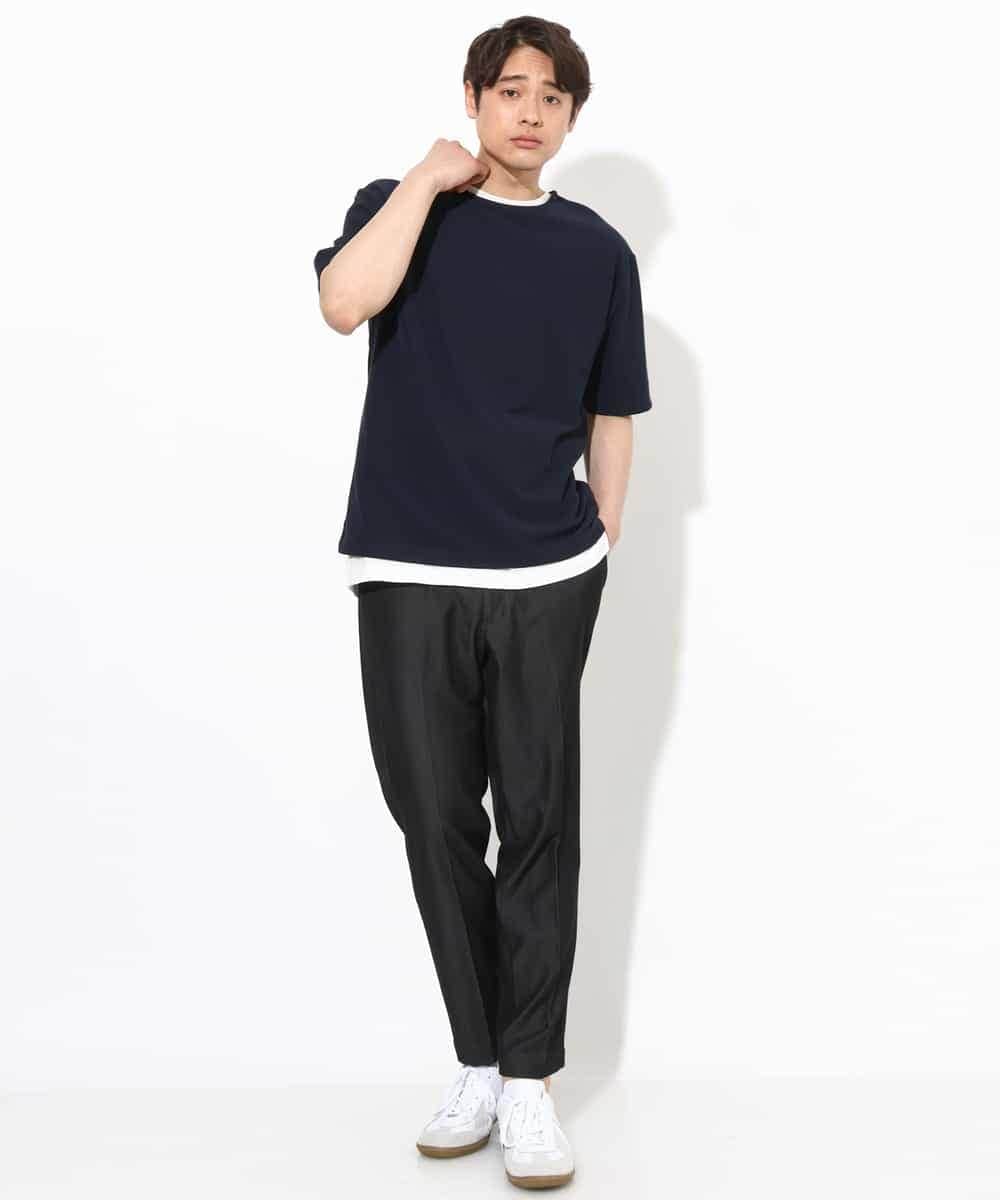 KHKGV35044 a.v.v MEN(アー・ヴェ・ヴェ) 【2点セット/接触冷感】ライトワッフルTシャツ ネイビー