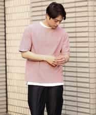 KHKGV35044 a.v.v MEN(アー・ヴェ・ヴェ) 【2点セット/接触冷感】ライトワッフルTシャツ ネイビー