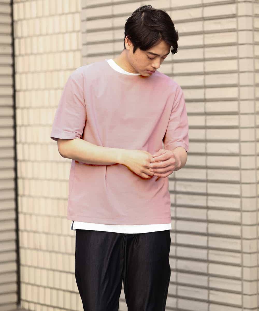 KHKGV35044 a.v.v MEN(アー・ヴェ・ヴェ) 【2点セット/接触冷感】ライトワッフルTシャツ ネイビー