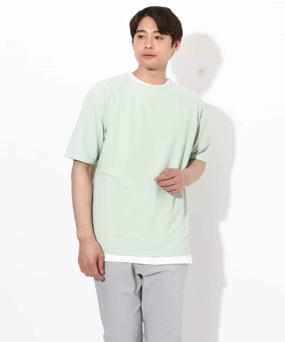 KHKGV35044 a.v.v MEN(アー・ヴェ・ヴェ) 【2点セット/接触冷感】ライトワッフルTシャツ ネイビー