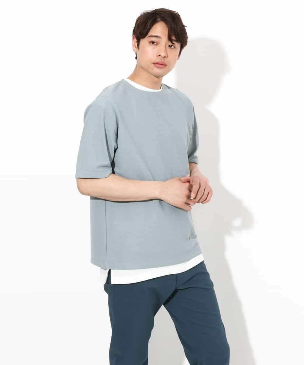 KHKGV35044 a.v.v MEN(アー・ヴェ・ヴェ) 【2点セット/接触冷感】ライトワッフルTシャツ ネイビー