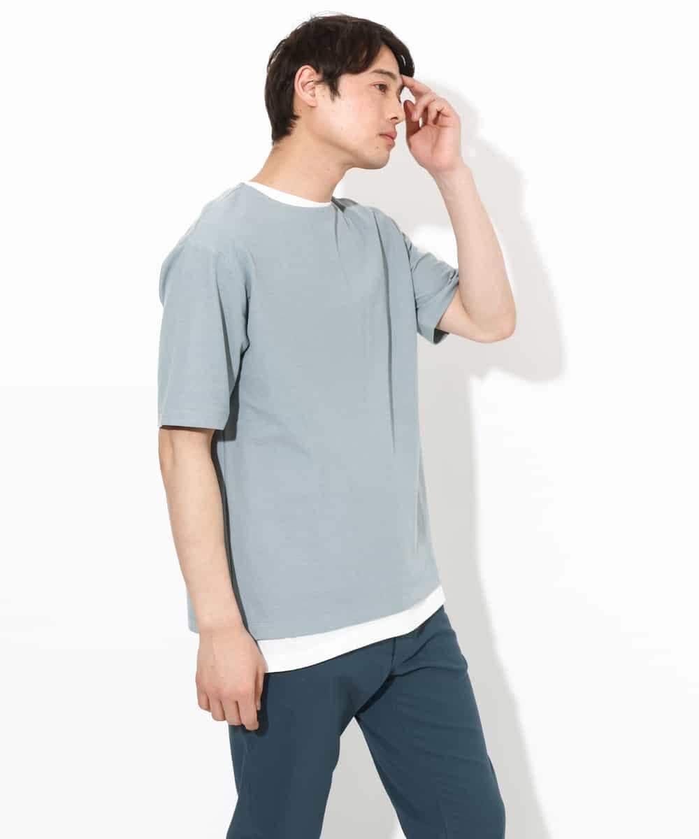KHKGV35044 a.v.v MEN(アー・ヴェ・ヴェ) 【2点セット/接触冷感】ライトワッフルTシャツ ネイビー