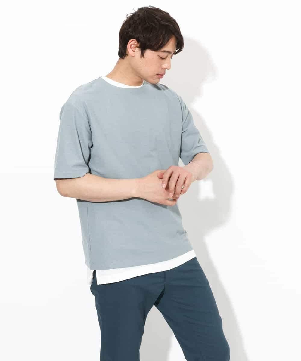 KHKGV35044 a.v.v MEN(アー・ヴェ・ヴェ) 【2点セット/接触冷感】ライトワッフルTシャツ ネイビー