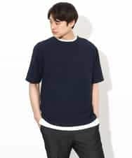 KHKGV35044 a.v.v MEN(アー・ヴェ・ヴェ) 【カットソー+インナーの２点セット】ライトワッフルTシャツ ネイビー