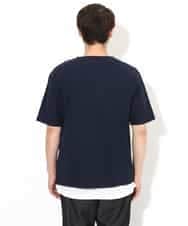 KHKGV35044 a.v.v MEN(アー・ヴェ・ヴェ) 【2点セット/接触冷感】ライトワッフルTシャツ ネイビー