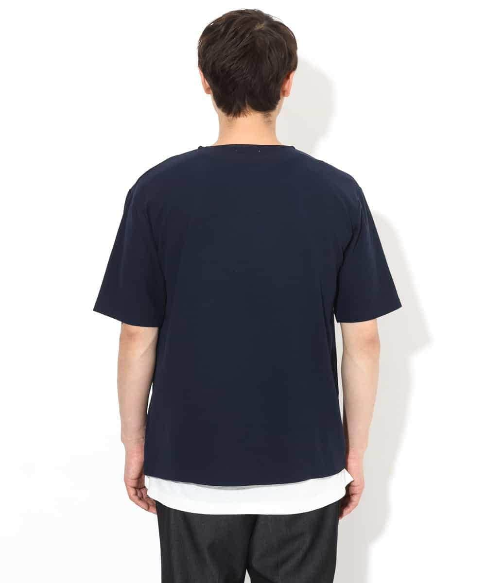 KHKGV35044 a.v.v MEN(アー・ヴェ・ヴェ) 【カットソー+インナーの２点セット】ライトワッフルTシャツ ネイビー