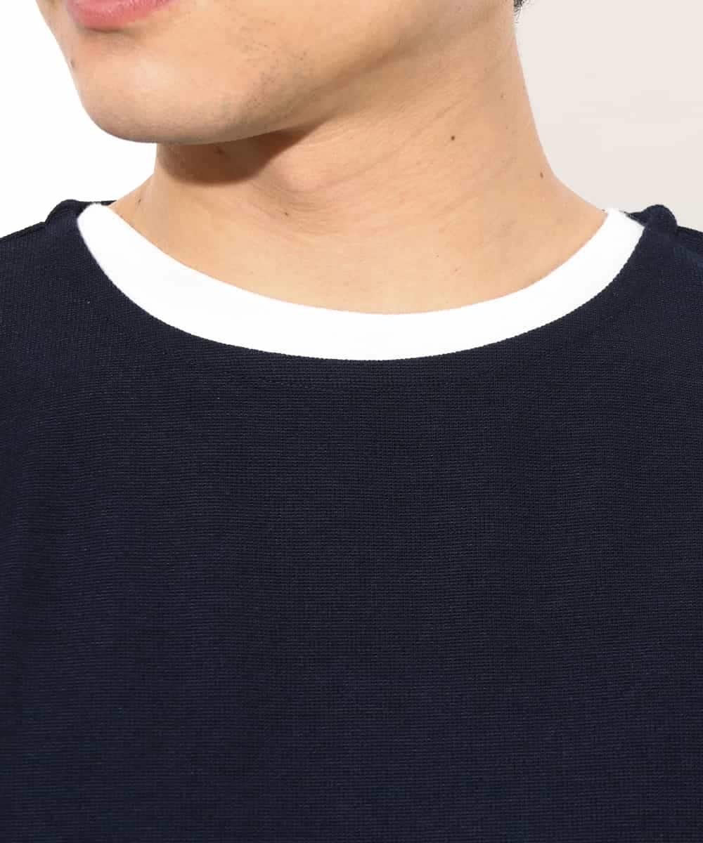 KHKGV35044 a.v.v MEN(アー・ヴェ・ヴェ) 【2点セット/接触冷感】ライトワッフルTシャツ ネイビー