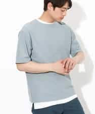 KHKGV35044 a.v.v MEN(アー・ヴェ・ヴェ) 【2点セット/接触冷感】ライトワッフルTシャツ サックスグレー