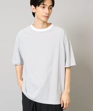 KHKGV38039 a.v.v MEN(アー・ヴェ・ヴェ) 【接触冷感】細ボーダーセミワイドシルエットTシャツ ホワイト