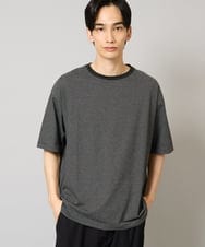 KHKGV38039 a.v.v MEN(アー・ヴェ・ヴェ) 【接触冷感】細ボーダーセミワイドシルエットTシャツ ブラック