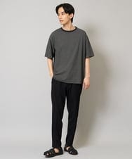 KHKGV38039 a.v.v MEN(アー・ヴェ・ヴェ) 【接触冷感】細ボーダーセミワイドシルエットTシャツ ブラック