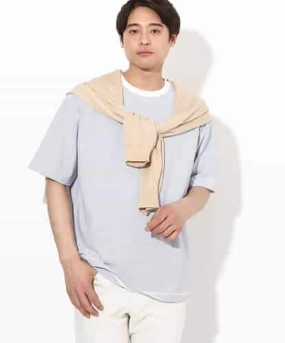 KHKGV38039 a.v.v MEN 【接触冷感】細ボーダーセミワイドシルエットTシャツ