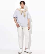 KHKGV38039 a.v.v MEN(アー・ヴェ・ヴェ) 【接触冷感】細ボーダーセミワイドシルエットTシャツ ブラック