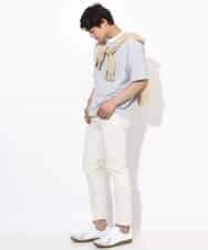 KHKGV38039 a.v.v MEN(アー・ヴェ・ヴェ) 【接触冷感】細ボーダーセミワイドシルエットTシャツ ブラック
