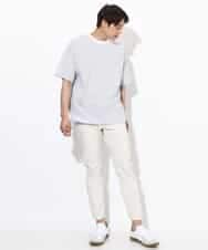 KHKGV38039 a.v.v MEN(アー・ヴェ・ヴェ) 【接触冷感】細ボーダーセミワイドシルエットTシャツ ブラック