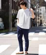 KHKGV38039 a.v.v MEN(アー・ヴェ・ヴェ) 【接触冷感】細ボーダーセミワイドシルエットTシャツ ブラック