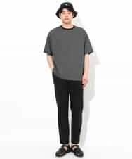 KHKGV38039 a.v.v MEN(アー・ヴェ・ヴェ) 【接触冷感】細ボーダーセミワイドシルエットTシャツ ブラック