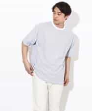 KHKGV38039 a.v.v MEN(アー・ヴェ・ヴェ) 【接触冷感】細ボーダーセミワイドシルエットTシャツ ブラック
