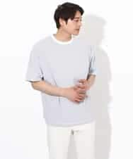 KHKGV38039 a.v.v MEN(アー・ヴェ・ヴェ) 【接触冷感】細ボーダーセミワイドシルエットTシャツ ブラック