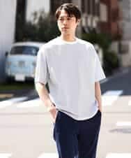 KHKGV38039 a.v.v MEN(アー・ヴェ・ヴェ) 【接触冷感】細ボーダーセミワイドシルエットTシャツ ブラック