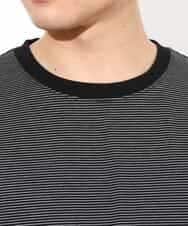 KHKGV38039 a.v.v MEN(アー・ヴェ・ヴェ) 【接触冷感】細ボーダーセミワイドシルエットTシャツ ブラック