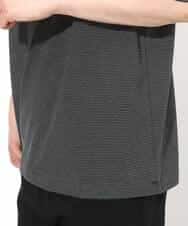 KHKGV38039 a.v.v MEN(アー・ヴェ・ヴェ) 【接触冷感】細ボーダーセミワイドシルエットTシャツ ブラック