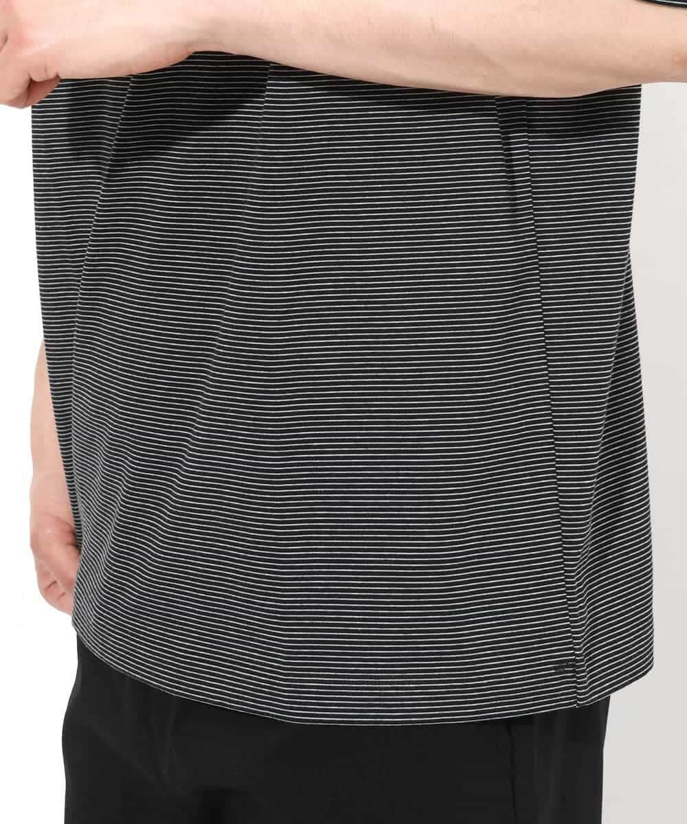 KHKGV38039 a.v.v MEN(アー・ヴェ・ヴェ) 【接触冷感】細ボーダーセミワイドシルエットTシャツ ブラック