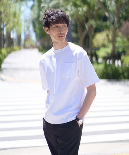 KHKGV40039  【接触冷感/毛玉になりにくい】ハイクオリティーコットンシルケットTシャツ【UVカット】