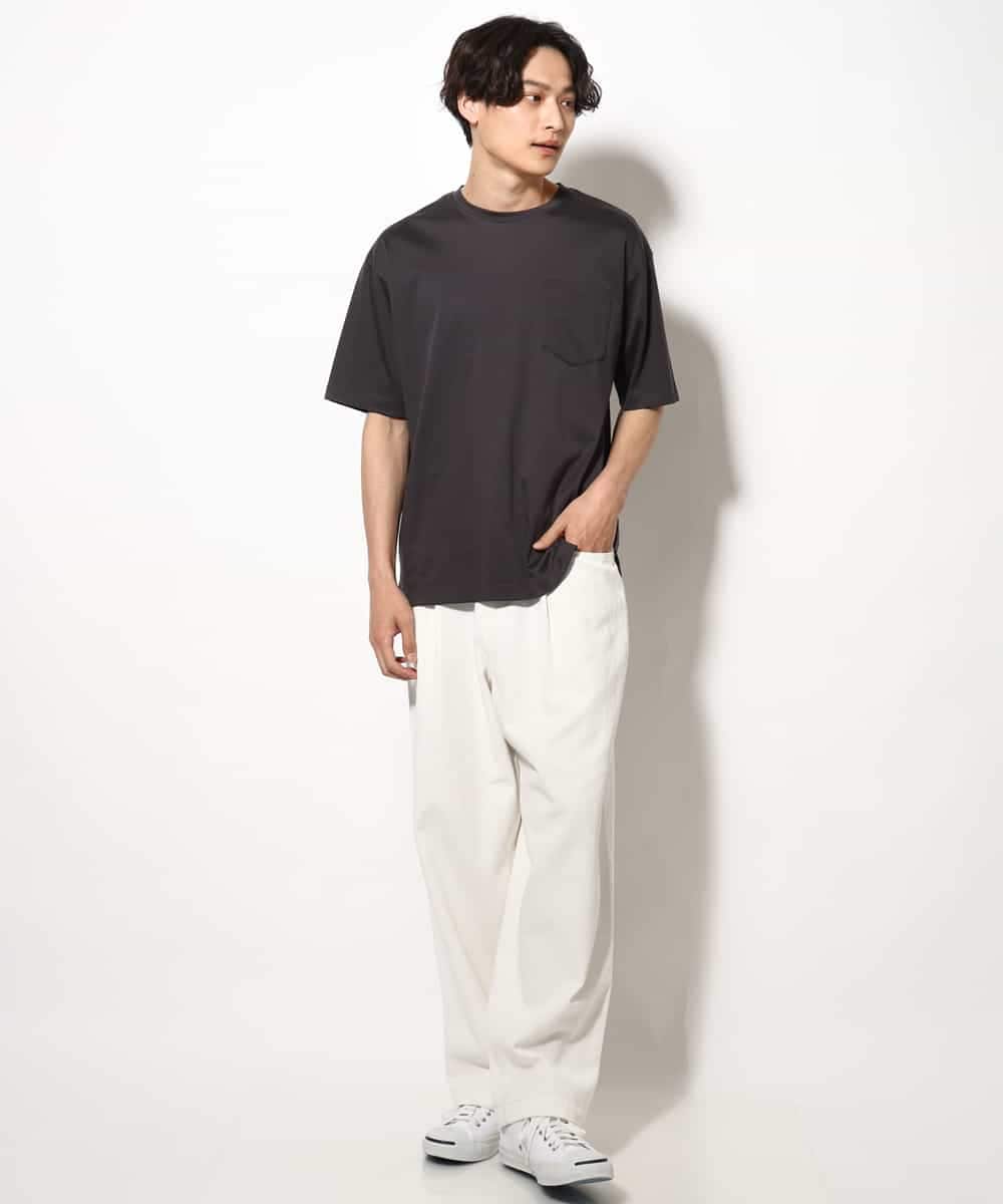 KHKGV40039 a.v.v MEN(アー・ヴェ・ヴェ) 【定番アイテム】ハイクオリティーコットンシルケットTシャツ ブラック