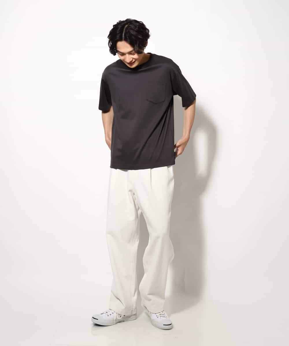 KHKGV40039 a.v.v MEN(アー・ヴェ・ヴェ) 【定番アイテム】ハイクオリティーコットンシルケットTシャツ ブラック