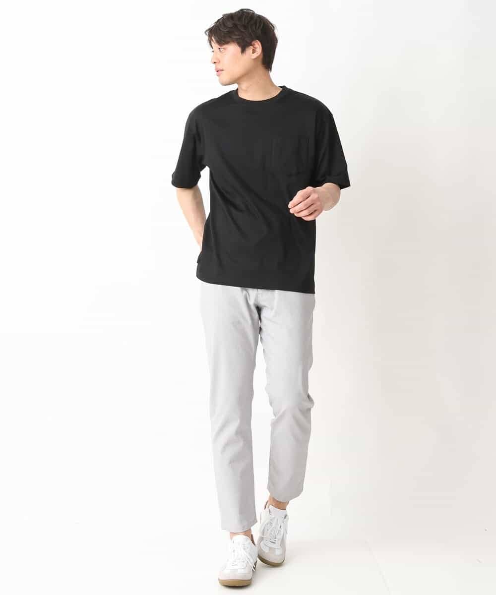 KHKGV40039 a.v.v MEN(アー・ヴェ・ヴェ) 【定番アイテム】ハイクオリティーコットンシルケットTシャツ ブラック