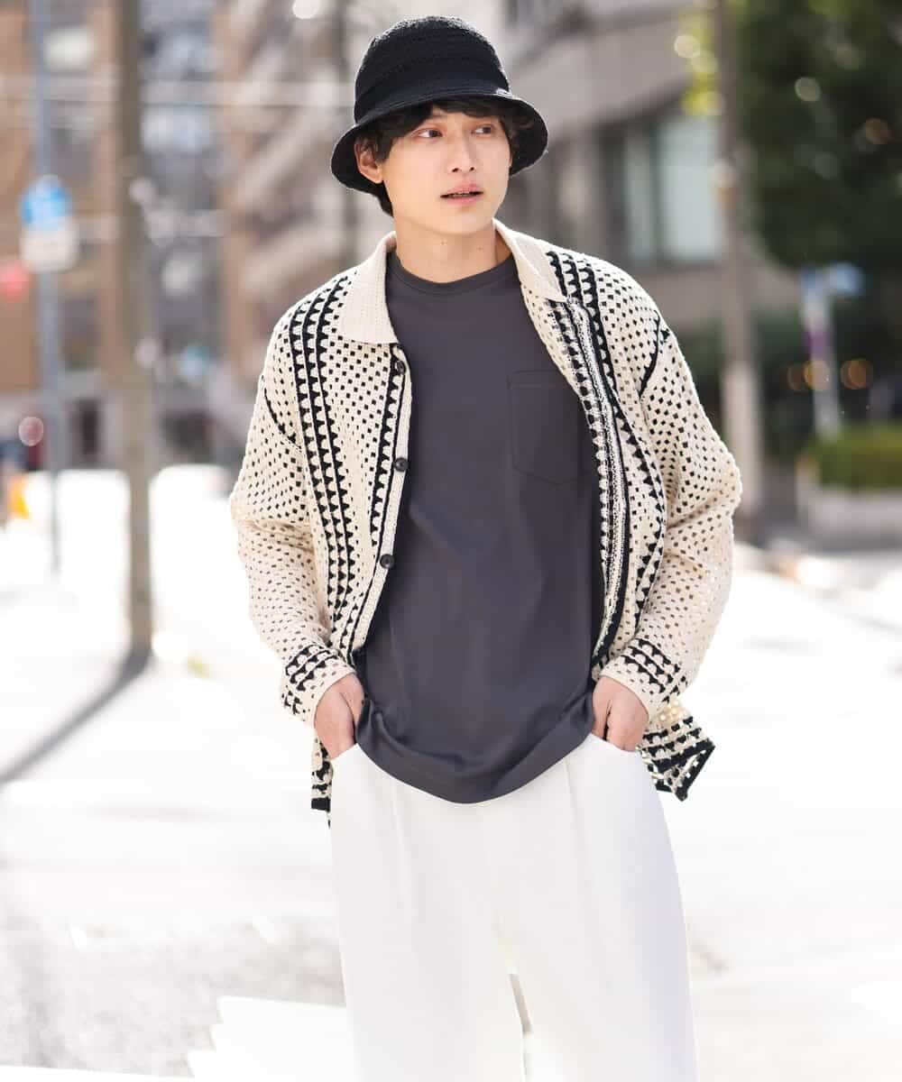 KHKGV40039 a.v.v MEN(アー・ヴェ・ヴェ) 【定番アイテム】ハイクオリティーコットンシルケットTシャツ ブラック