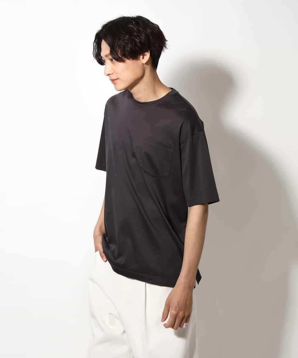 KHKGV40039 a.v.v MEN(アー・ヴェ・ヴェ) 【定番アイテム】ハイクオリティーコットンシルケットTシャツ ブラック