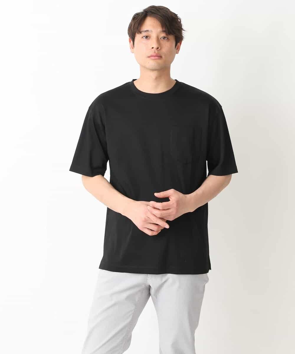 KHKGV40039 a.v.v MEN(アー・ヴェ・ヴェ) 【定番アイテム】ハイクオリティーコットンシルケットTシャツ ブラック
