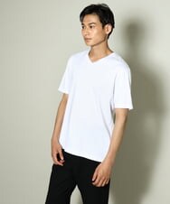 KHKGV41034 a.v.v MEN(アー・ヴェ・ヴェ) 【定番アイテム】ハイクオリティーコットンシルケットＶネックＴシャツ ダークグレー