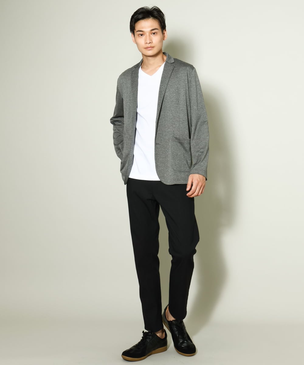 KHKGV41034 a.v.v MEN(アー・ヴェ・ヴェ) 【定番アイテム】ハイクオリティーコットンシルケットＶネックＴシャツ ダークグレー