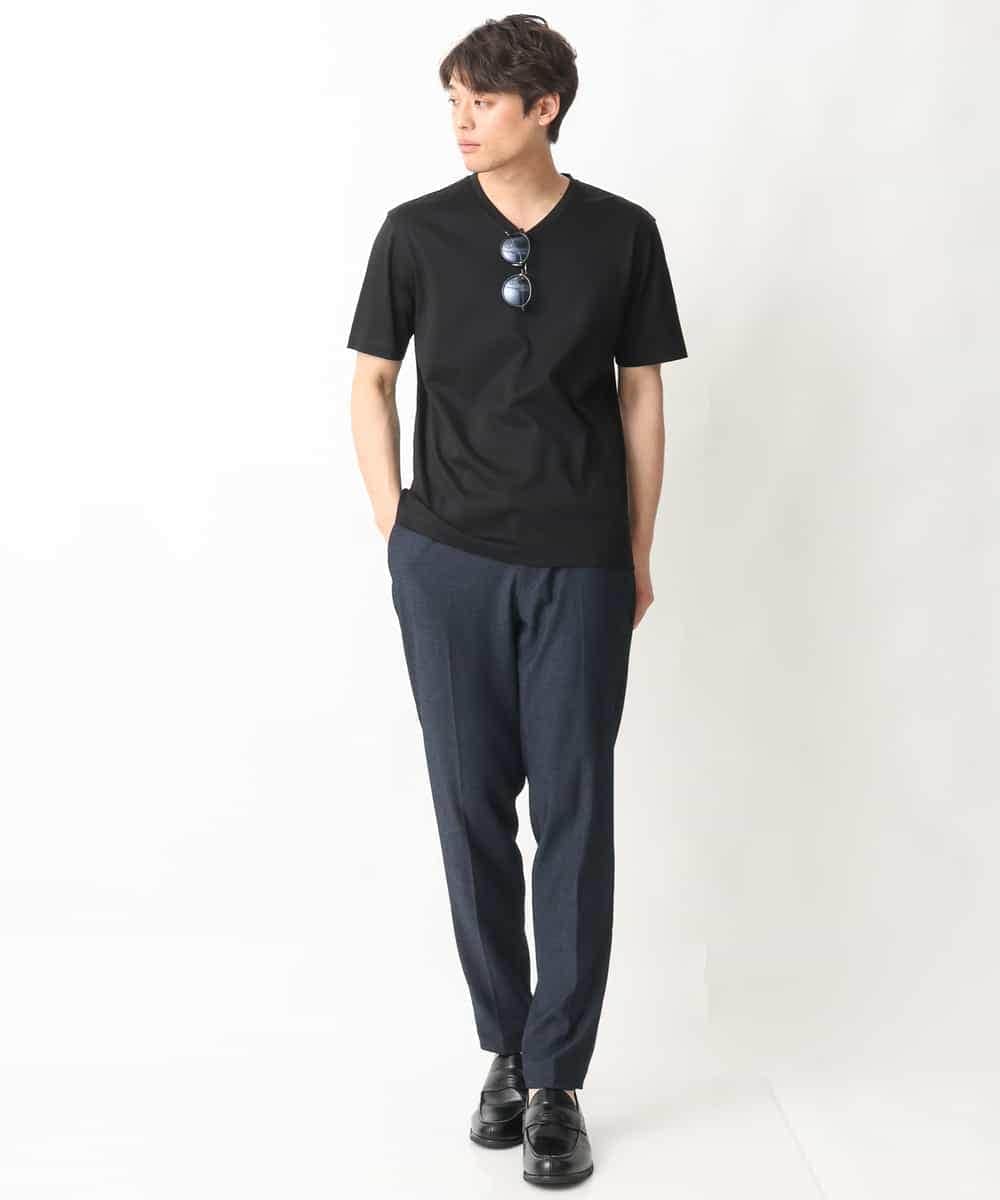 KHKGV41034 a.v.v MEN(アー・ヴェ・ヴェ) 【定番アイテム】ハイクオリティーコットンシルケットＶネックＴシャツ ダークグレー