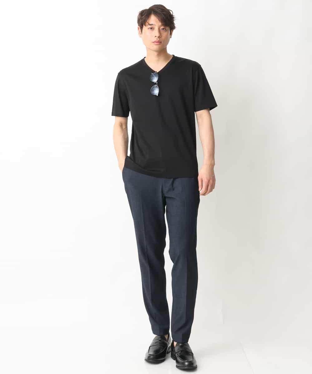 KHKGV41034 a.v.v MEN(アー・ヴェ・ヴェ) 【定番アイテム】ハイクオリティーコットンシルケットＶネックＴシャツ ダークグレー