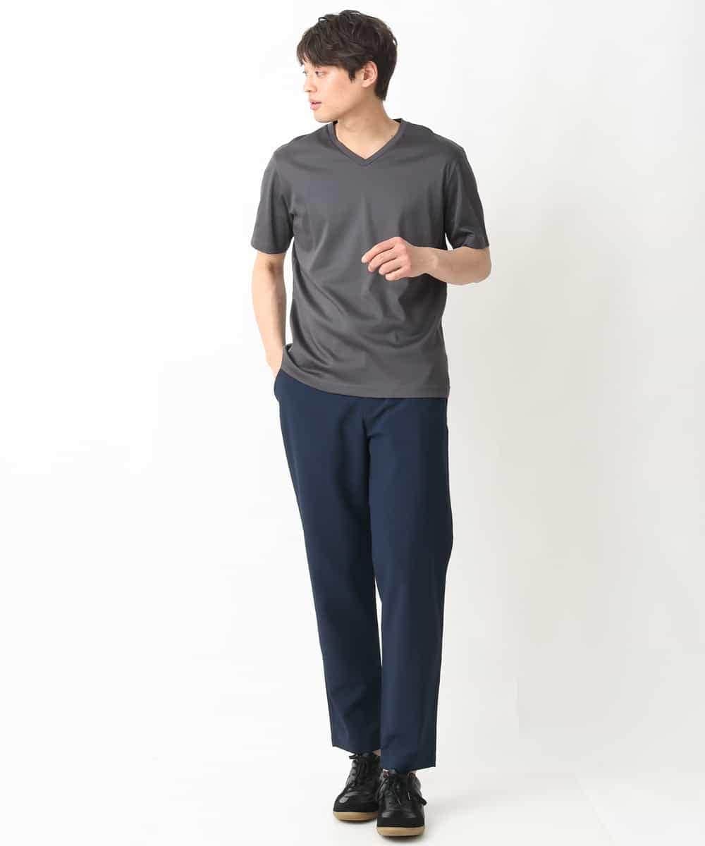 KHKGV41034 a.v.v MEN(アー・ヴェ・ヴェ) 【定番アイテム】ハイクオリティーコットンシルケットＶネックＴシャツ ダークグレー