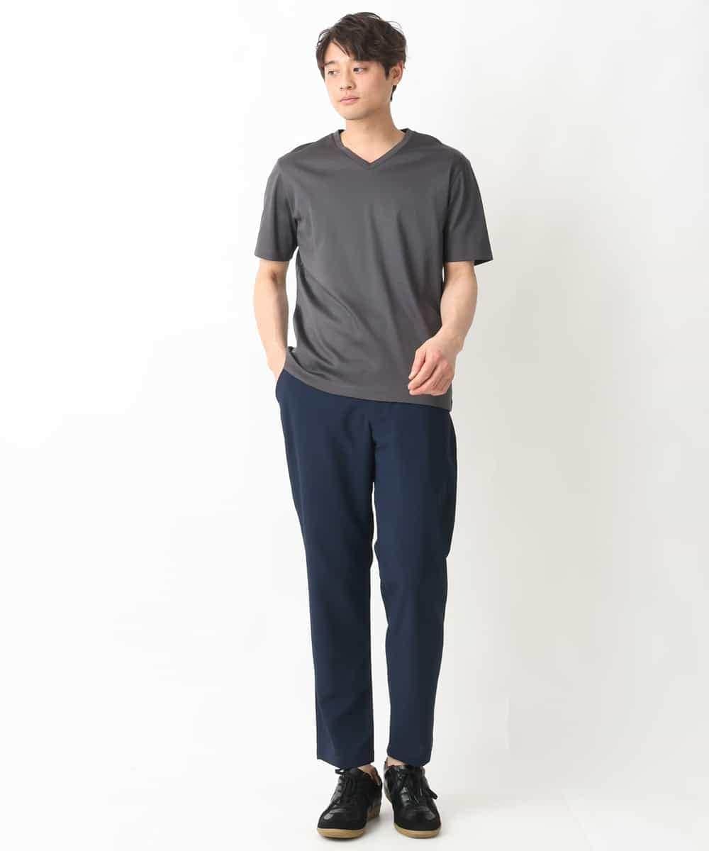 KHKGV41034 a.v.v MEN(アー・ヴェ・ヴェ) 【定番アイテム】ハイクオリティーコットンシルケットＶネックＴシャツ ダークグレー