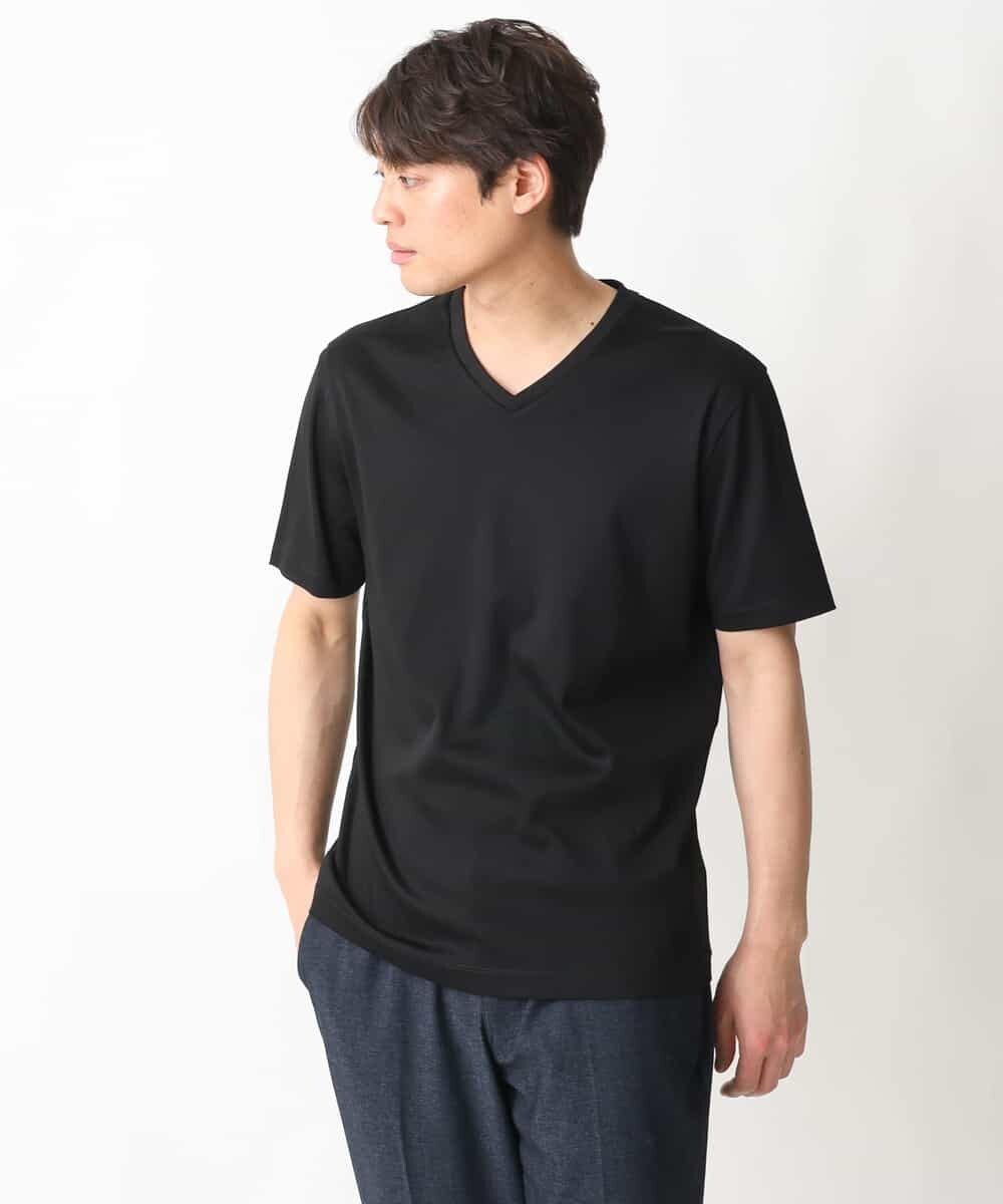KHKGV41034 a.v.v MEN(アー・ヴェ・ヴェ) 【定番アイテム】ハイクオリティーコットンシルケットＶネックＴシャツ ダークグレー