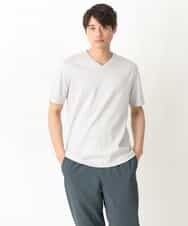 KHKGV41034 a.v.v MEN(アー・ヴェ・ヴェ) 【定番アイテム】ハイクオリティーコットンシルケットＶネックＴシャツ ダークグレー