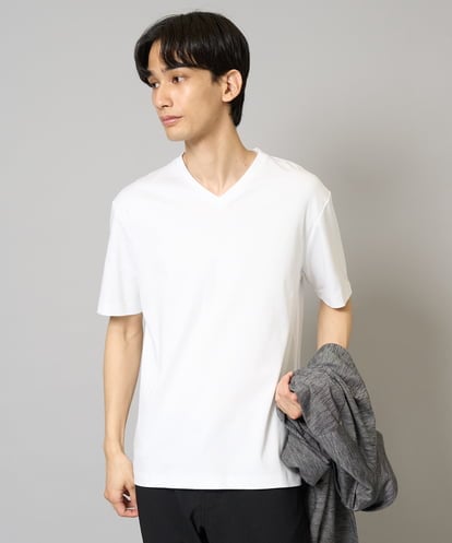 KHKGV41039 a.v.v MEN 【定番アイテム】ハイクオリティーコットンシルケットＶネックＴシャツ